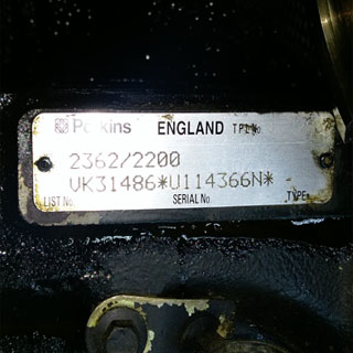 Perkins engine motor label