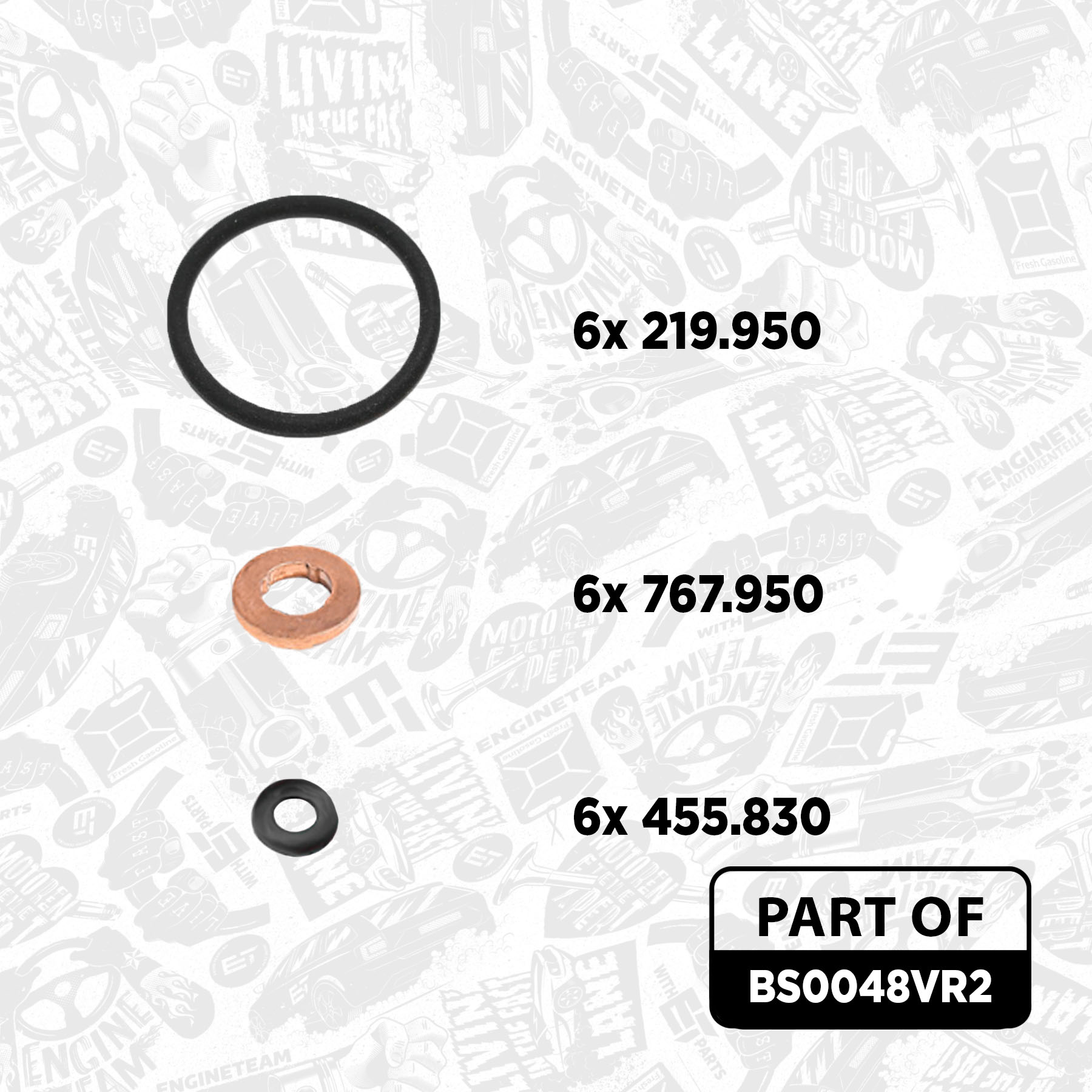 Injector clamp bolt + gasket 6 pcs - BS0048VR2 ET ENGINETEAM ...