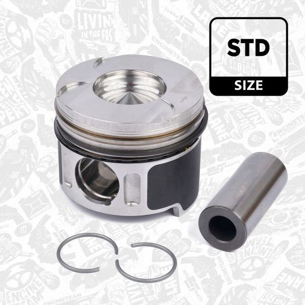 PM001600, Piston, Complete piston with rings and pin, ET ENGINETEAM, Mercedes Vito Sprinter 2,2CDI OM611 OM612 OM613 2000+, 0045700, 010320611000, 6110300717, 854540, 87-117900-00, 97409600, 6130300117, 6130300217, 71-1089-00, 854540MEC
