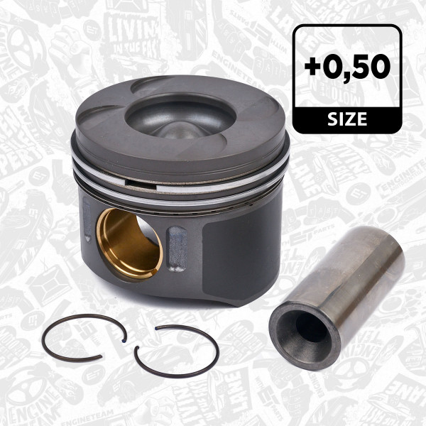 PM001750, Piston with rings and pin, ET ENGINETEAM, Mercedes-Benz Sprinter 213CD/215CDI/313CDI/315CDI/415CDI/513CDI/515CDI OM646.986 Euro4 2006+, 001PI00105002, 87-428707-00