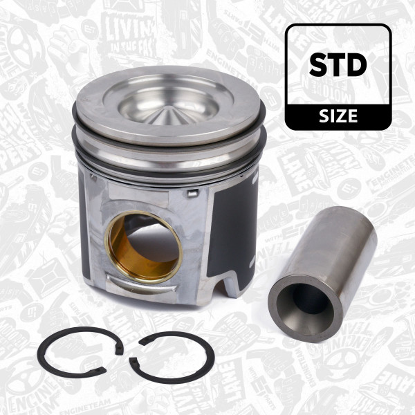 PM002300, Piston with rings and pin, ET ENGINETEAM, Ford Cargo Irisbus Eurorider Iveco Stralis New Holland CX8090 Cursor10 F3AE3681* F3AE3682* F3AEE681* F3BEE681* F3AFE613* Euro4/5 2006+, 2996796, 2997436, 2996141, 500054837, 41478600, 852300, 120480, 120480MEC, 2996319, 500054838, 504230646, 504373839, 7.54658, 852300MEC
