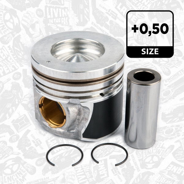 Piston with rings and pin - PM003050 ET ENGINETEAM