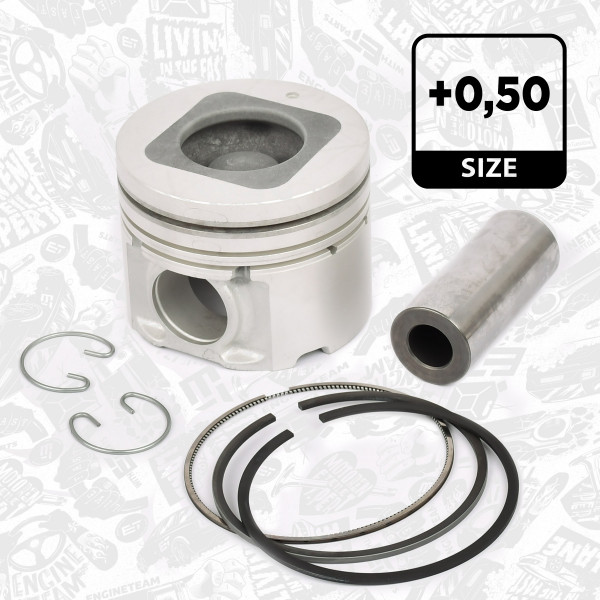 Piston with rings and pin - PM004350 ET ENGINETEAM
