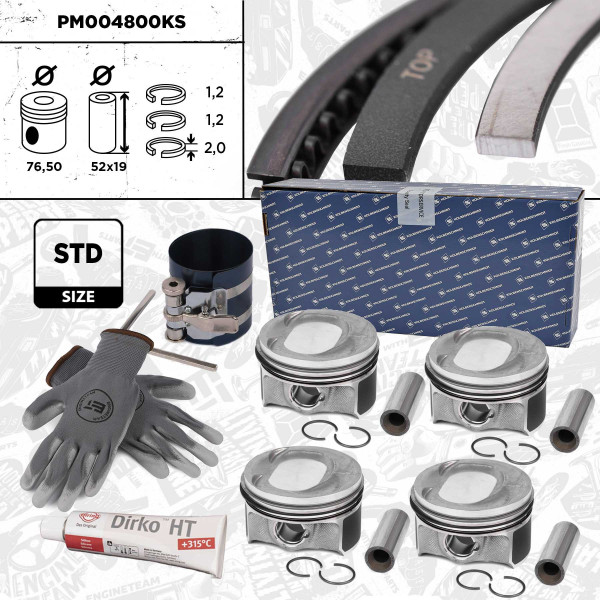 Piston kit - PM004800KS ET ENGINETEAM - 03C107065AP, 03C107065AP001, 03C107065AP003