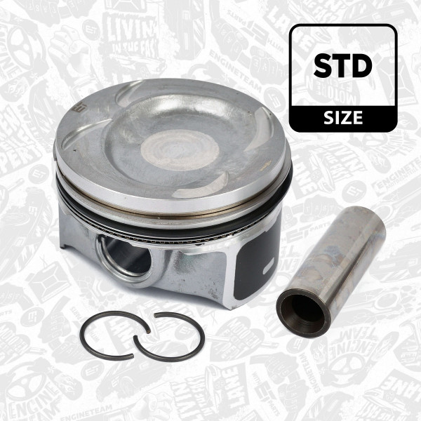 PM004900, Piston, Complete piston with rings and pin, ET ENGINETEAM, Skoda VW Audi Seat 1,4TFSI 16V CAVE CTHE CTKA 2010+, 03C107065AQ, 03C107065AS, 03C107065BF, 03C107065CK, 03C107065AH, 03C107065BL, 03C107065CE, 03C107065CF, 028PI00117000, 40846600, 87-433900-00, 87-433900-10