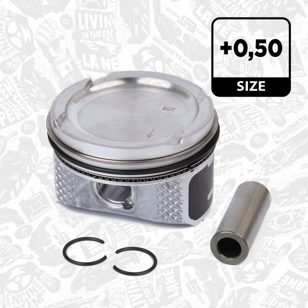 Piston with rings and pin - PM005750 ET ENGINETEAM - 0306401, 99909620