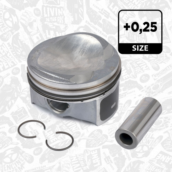 Piston with rings and pin - PM006025 ET ENGINETEAM