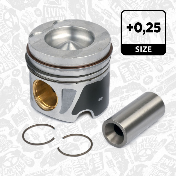 Piston with rings and pin - PM006525 ET ENGINETEAM