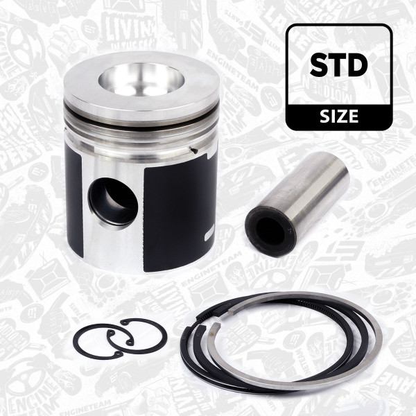 Piston with rings and pin - PM007700 ET ENGINETEAM - 10213, 94887600