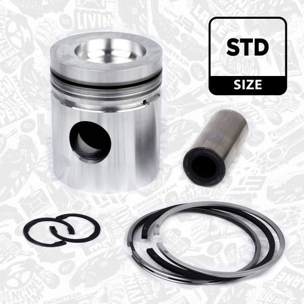 Piston with rings and pin - PM007800 ET ENGINETEAM - 10003005, 10512