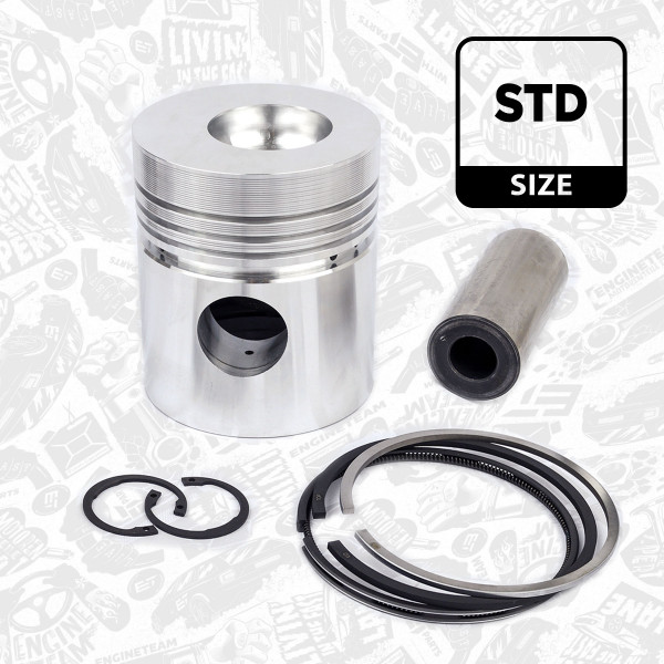 Piston with rings and pin - PM008000 ET ENGINETEAM - 80003021, 80003023