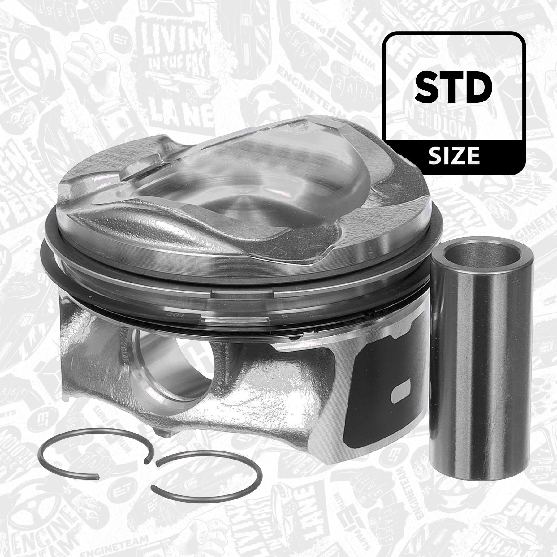 Piston with rings and pin PM008400 ET 1840289, CJ5Z6108A