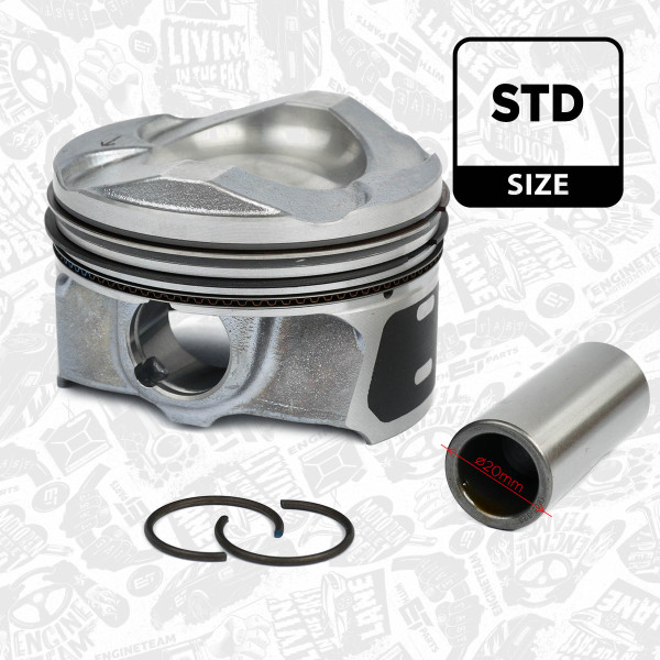 PM008500, Piston, Complete piston with rings and pin, ET ENGINETEAM, Ford B-Max C-Max Fiesta Focus Transit Courier Mondeo M2D2 M2GA SFCB 1,0 EcoBoost 2012+