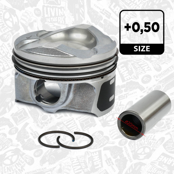 PM008550, Piston, Complete piston with rings and pin, ET ENGINETEAM, Ford B-Max C-Max Fiesta Focus Transit Courier Mondeo M2D2 M2GA SFCB 1,0 EcoBoost 2012+