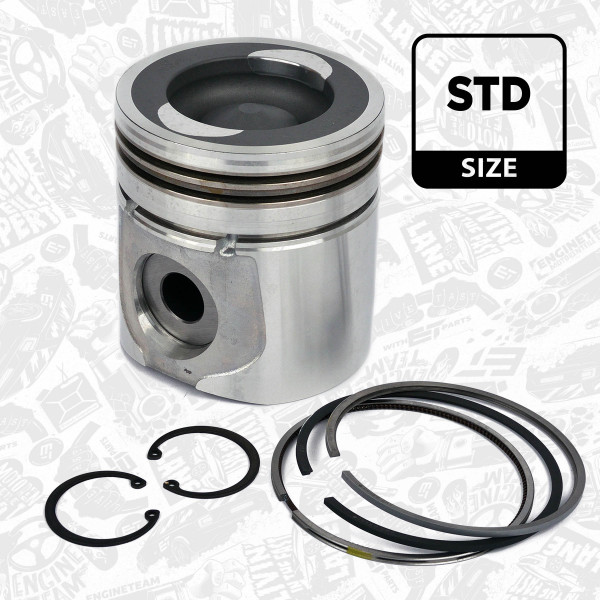 Piston with rings and pin - PM009300 ET ENGINETEAM - J800316, J800318, 2243787