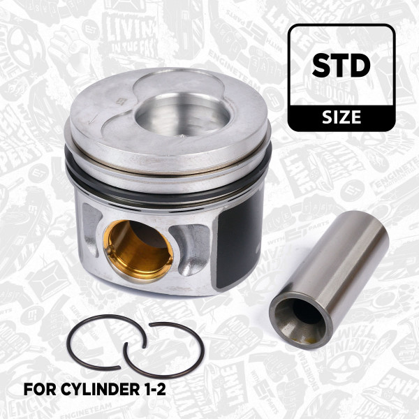 PM009500, Piston, Complete piston with rings and pin, ET ENGINETEAM, Audi Seat Skoda VW A3 Alhambra Octavia II Caddy III 2,0TDI BMM BSS 2005+, 038107065HE, 038107065HM, 038107065KJ, 038107065KL, 0280600, 40408600, 87-139500-10
