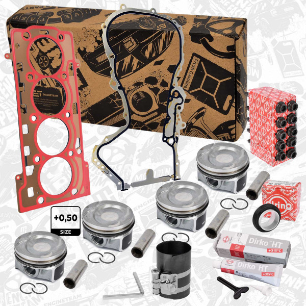 PM009750ET, Repair set - complete piston with rings and pin (for 1 engine), ET ENGINETEAM, Skoda VW Audi Seat 1,4TFSI 16V CAVE CTHE CTKA 2010+
