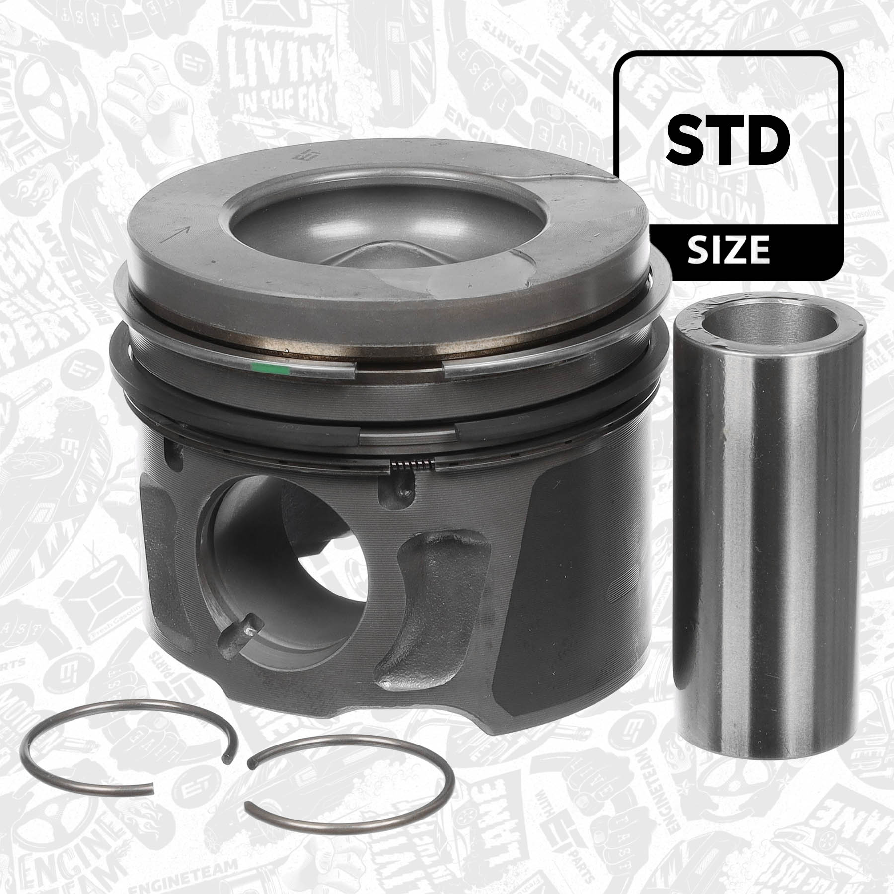 Piston with rings and pin - PM010500 ET ENGINETEAM - 0628X1 