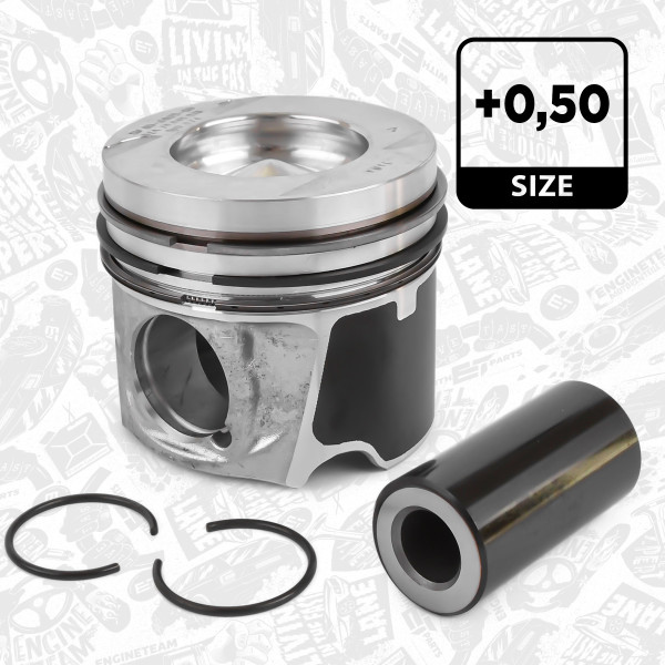 PM011150, Piston with rings and pin, ET ENGINETEAM, Fiat Mercedes-Benz Nissan Opel Renault Talento Vito NV300 Qashqai Grand Scenic Trafic Megane 1,6 dCi R9M 413 2012+