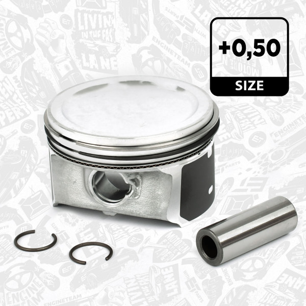 Piston with rings and pin - PM011450 ET ENGINETEAM - 036107107G, 99913620