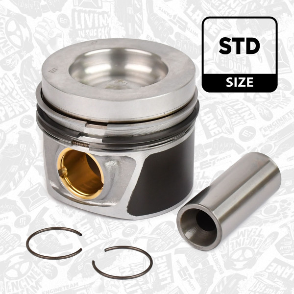 PM011600, Piston, Complete piston with rings and pin, ET ENGINETEAM, Audi Seat Škoda VW A1 A3 A4 A5 A6 Q3 Q5 Exeo Octavia Superb Volkswagen Amarok Crafter Caddy Passat CJCA CJCB CJCC CLJA 2007+, 03L107065AG, 03L107065AH, 03L107065T, 03L107065AA, 03L107065S, 03L107065AB, 028PI00116000, 40353600, 855170, 87-432300-10