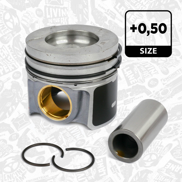 Piston with rings and pin - PM012050 ET ENGINETEAM