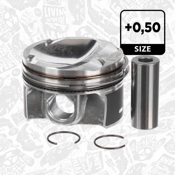 PM012750, Piston with rings and pin, ET ENGINETEAM, Dacia Renault Mercedes-Benz Dokker Duster Lodgy Citan Scénic Megane Captur 1,2TCe H5F402 2015+, 021PI00127002