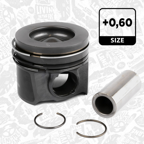 Piston with rings and pin - PM013060 ET ENGINETEAM - 41938610