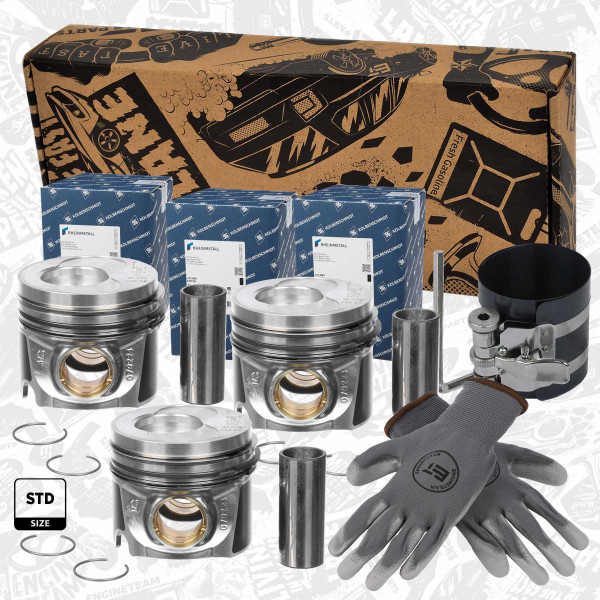 PM013800VR1, Repair set - complete piston with rings and pin (for 1 engine), ET ENGINETEAM, Skoda VW Audi Seat A2 Ibiza Cordoba Arosa Roomster Fabia Polo Fox 1,4TDI 1999+