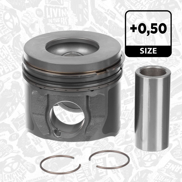 PM013950, Piston with rings and pin, ET ENGINETEAM, Ford Land Rover Transit DEFENDER 2,4TDCi 16V JXFC H9FA JXFA H9FB EUR4 2004+, 40830620