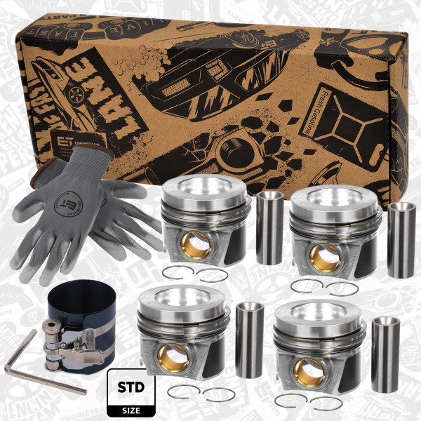 Repair set - complete piston with rings and pin (for 1 engine) - PM014300VR1 ET ENGINETEAM