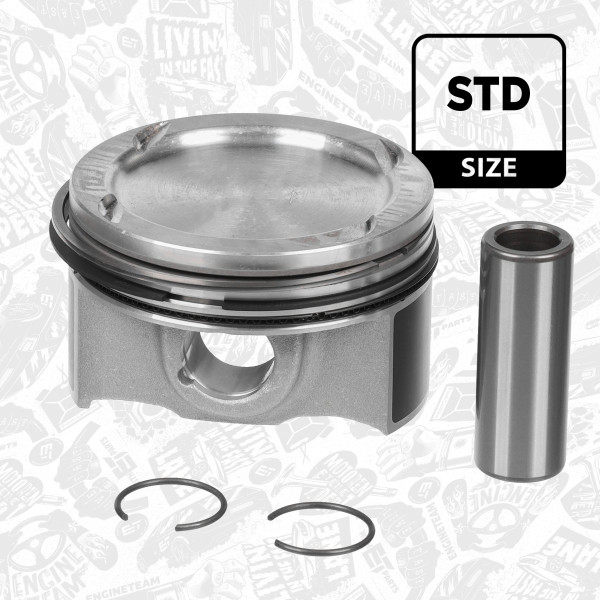 Piston with rings and pin - PM014500 ET ENGINETEAM - 55565420, 55580179, 55580184