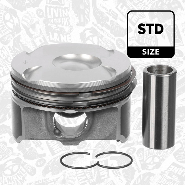 PM015000, Piston with rings and pin, ET ENGINETEAM, Ford B-Max C-Max ECOSPORT Fiesta Focus Grand C-Max Mondeo Puma Tourneo Courier Transit Courier Transit Custom SFCA M2GA 1,0 EcoBoost 2014+
