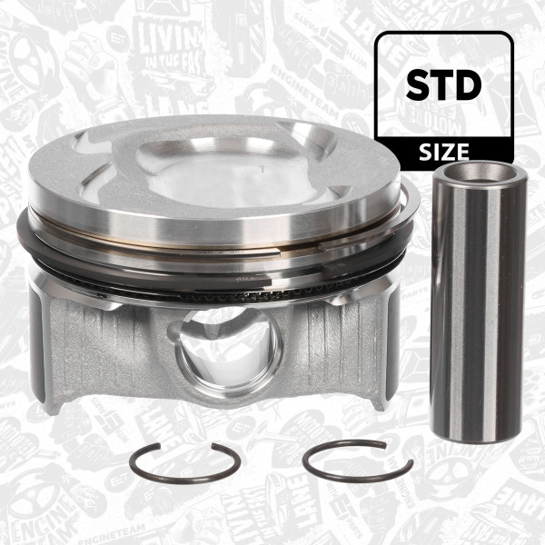 Piston with rings and pin - PM015100 ET ENGINETEAM - 03C107065BK, 03C107065BN