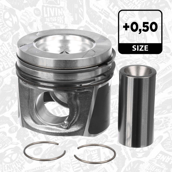 Piston with rings and pin - PM015350 ET ENGINETEAM - 97504620