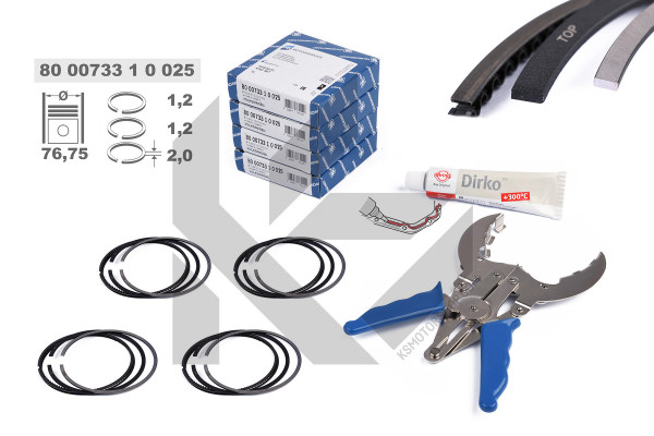 R1009925KS, Piston Ring Kit, Piston rings - repair kit for 1 engine, ET ENGINETEAM, 800073310025S 