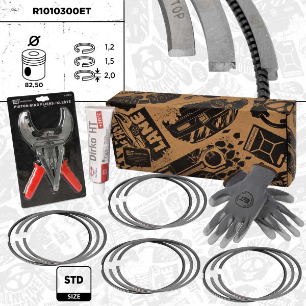 R1010300ET, 4x Piston Ring Kit, ET ENGINETEAM, 06J198151E