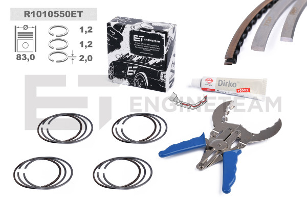 R1010550ET, Piston Ring Kit, Piston rings - repair kit for 1 engine, ET ENGINETEAM, 800113810050