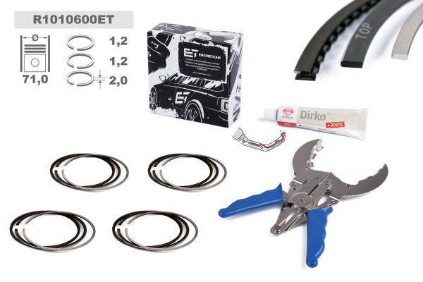R1010600ET, Piston Ring Kit, Piston rings - repair kit for 1 engine, ET ENGINETEAM, 03F198151D, 04E198151T