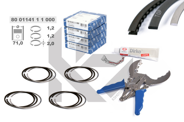 R1010600KS, Piston Ring Kit, Piston rings - repair kit for 1 engine, ET ENGINETEAM, 800114111000S , 03F198151D, 04E198151T