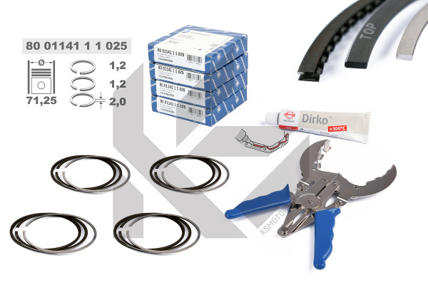 R1010625KS, Piston Ring Kit, Piston rings - repair kit for 1 engine, ET ENGINETEAM, 800114111025S 