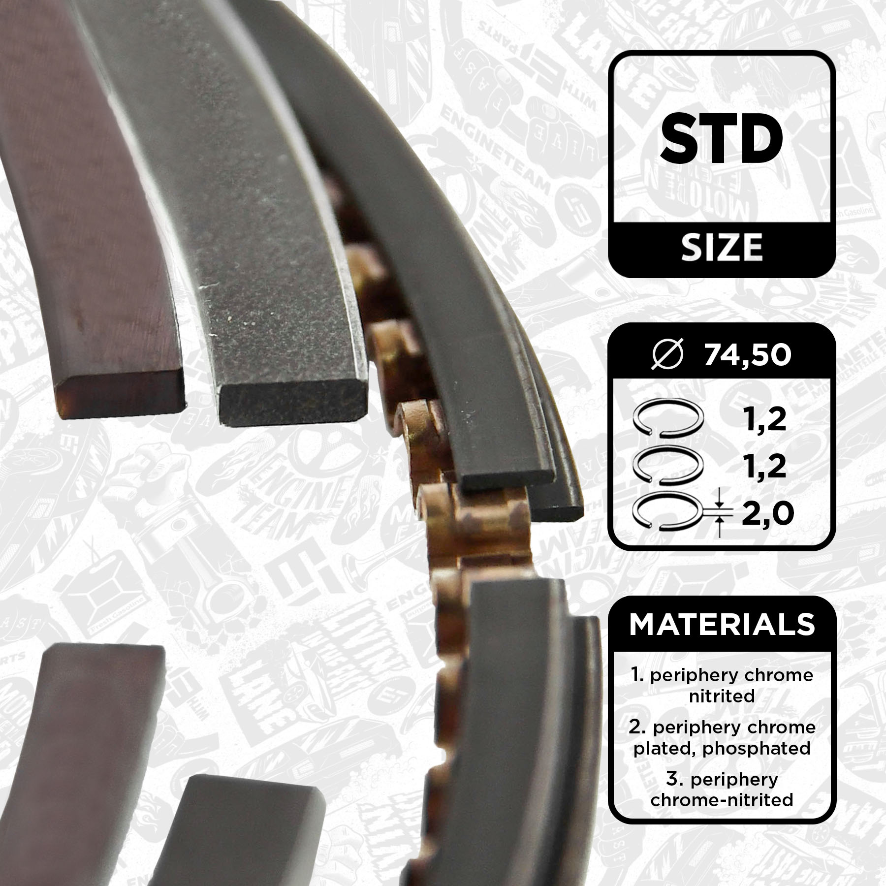 Piston Ring Kit - R1013100 ET ENGINETEAM - 04E198151AB, 04E198151B,  04E198151F | K MOTORSHOP