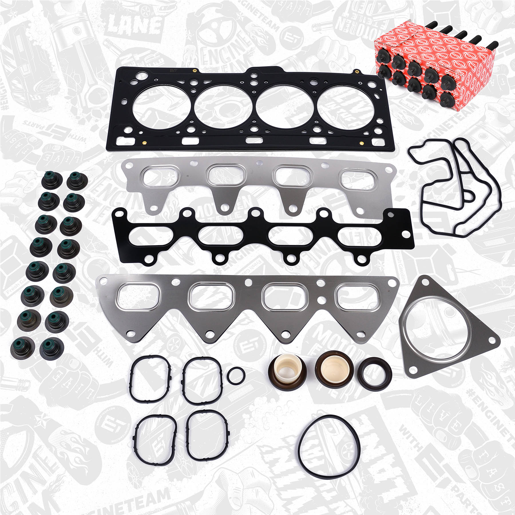 Gasket Set, cylinder head + bolt set - TS0049BT ET ENGINETEAM ...