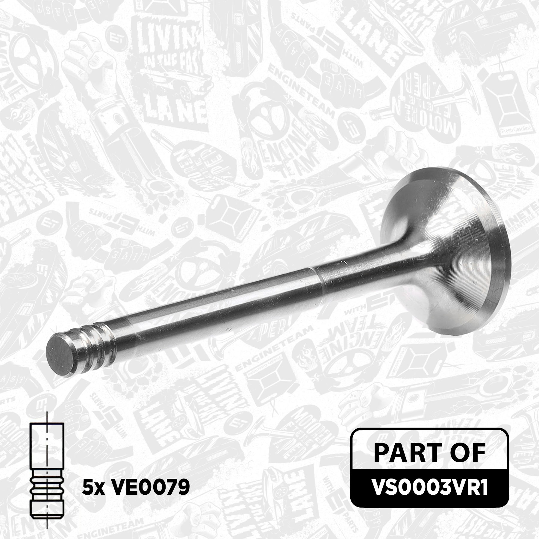 Valve Kit, intake/exhaust valve VS0003VR1 ET 046109611C, 046109611E, 028109611F