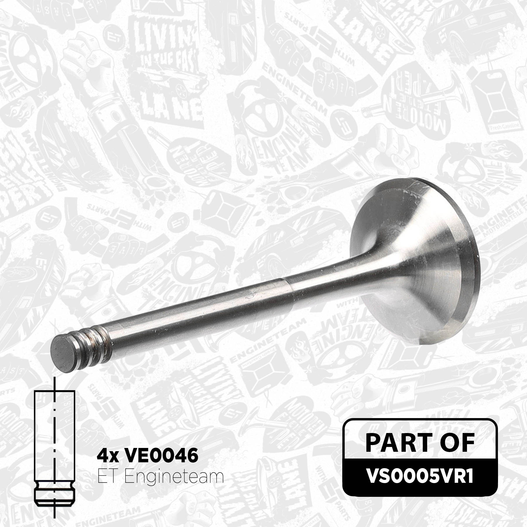 Valve Kit, intake/exhaust valve VS0005VR1 ET 038109611B