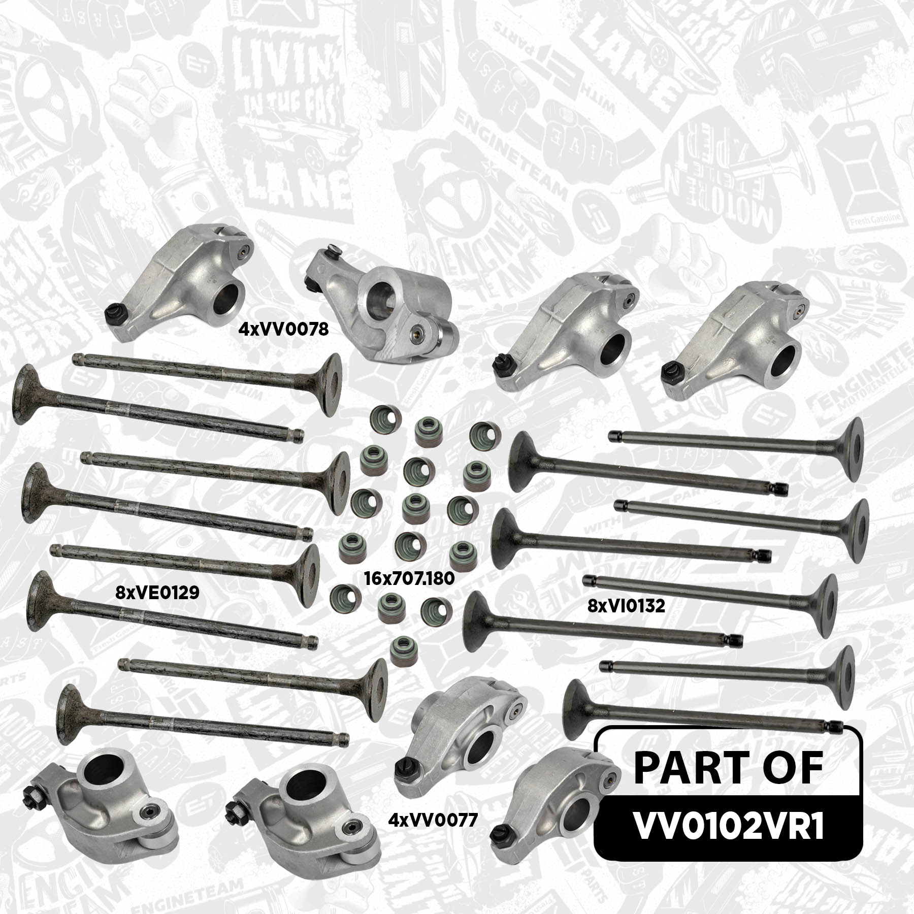 Valves / Rocker arm set VV0102VR1 ET RF2A12130C, RF2A12