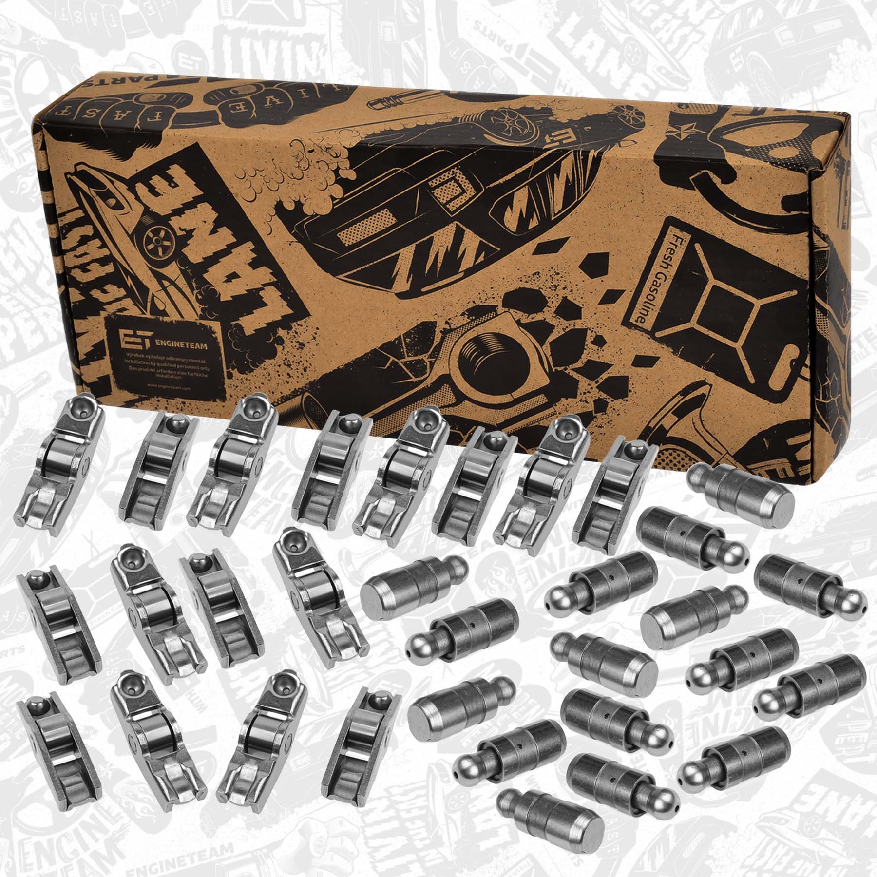 Valve tappet 16 pcs + rocker arm 16 pcs ZH0099 ET 0903