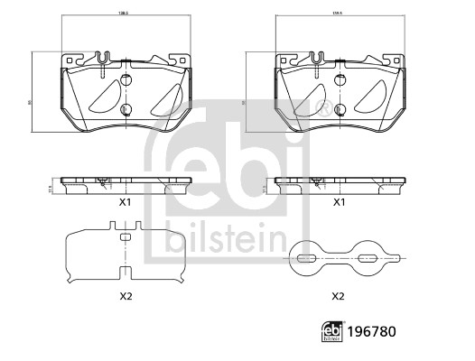 FE196780, Bremsbelagsatz, Scheibenbremse, FEBI BILSTEIN, A0004200404, A0004200504, A0004210302, A0004213802, A0004214102, 0004200404, 0004200504, 0004210302, 0004213802, 0004214102, 05P2374, 0986460288, 13.0460-4718.2, 1358.0, 1445, 182481, 197100, 1971.00, 21971.00, 22-1358-0, 2651901, 26519.175.1, 33112340, 35011, 50-00-0580, 500580, 5AP2374, 5SP2374, 6001205, 610600