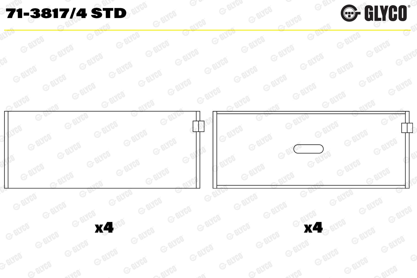 Connecting Rod Bearing - 71-3817/4 STD GLYCO - 1020380111, 1020384210 ...