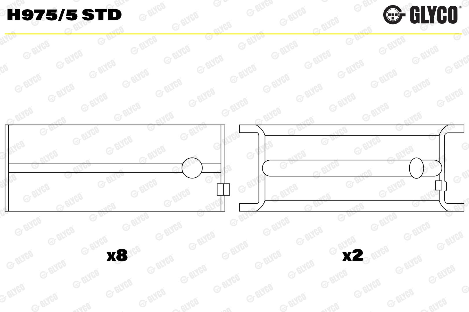 Crankshaft Bearing - H975/5 STD GLYCO - 618046, 618717, 90093810 | K ...